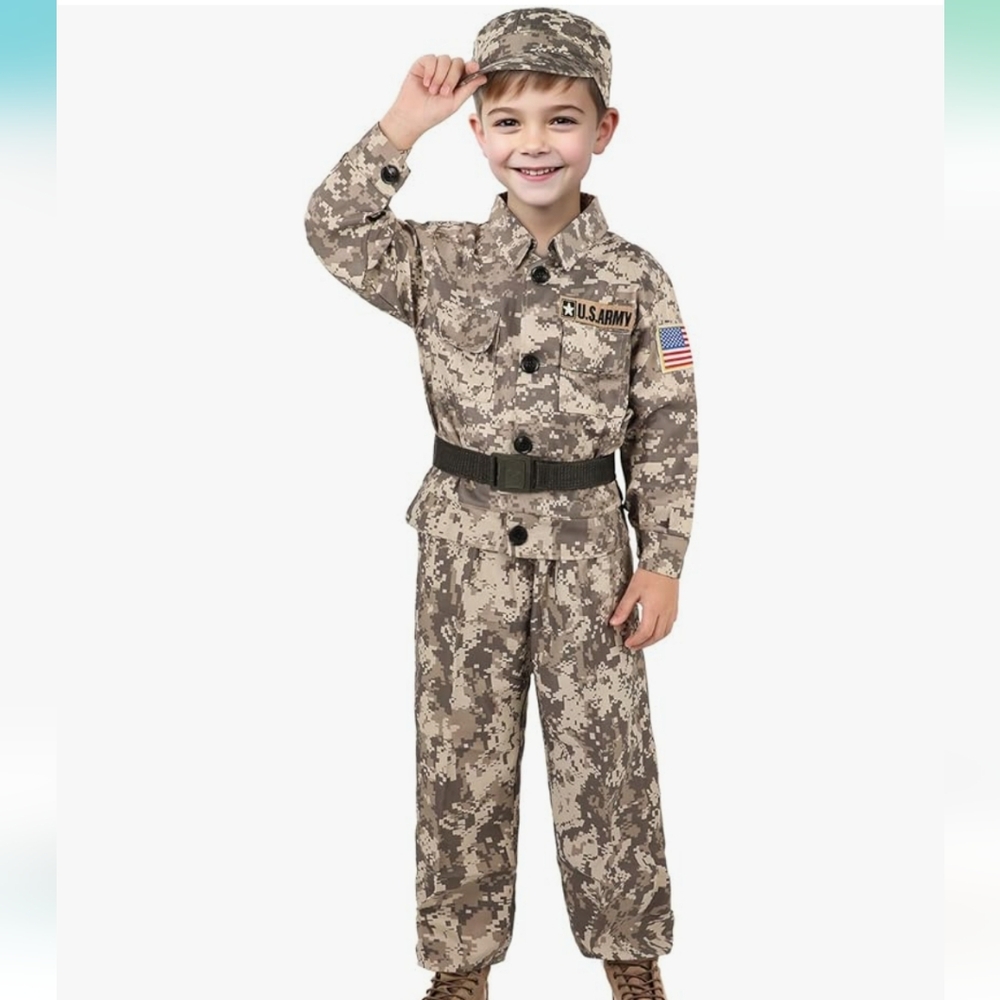 Kids Halloween Costume Army Large Size 8 to 10